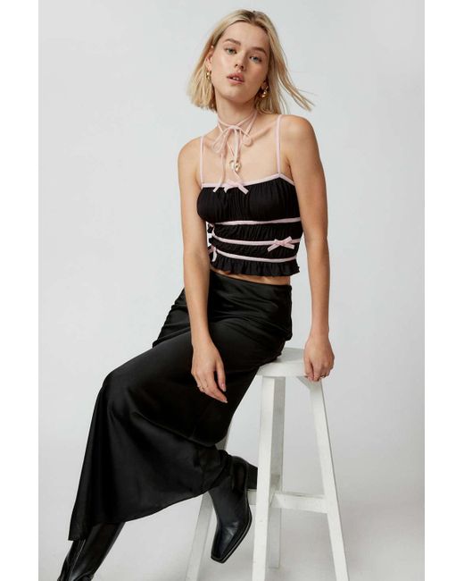 Kimchi Blue Bianca Bow Cami In Black,at Urban Outfitters