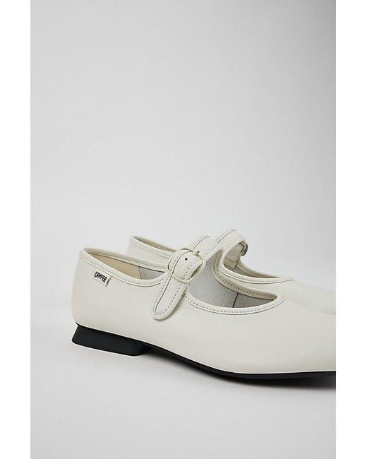Camper White Casi Leather Mary Jane Shoe