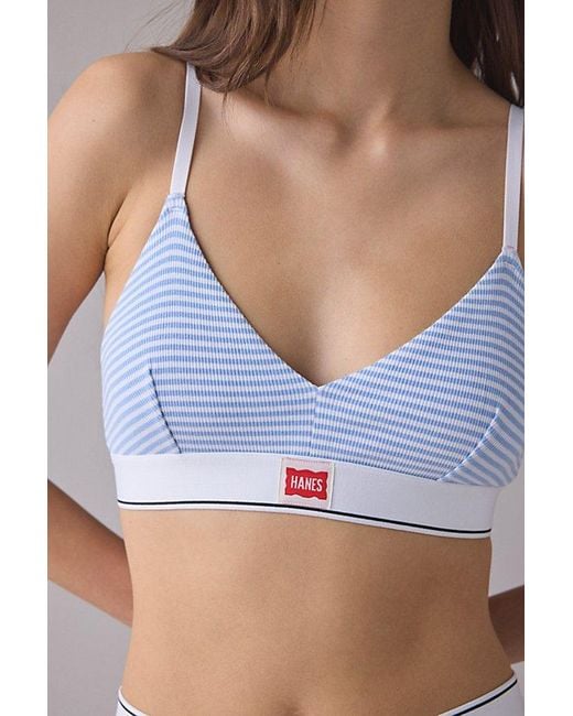 Hanes Blue Uo Exclusive Jersey Knit Triangle Bralette Top