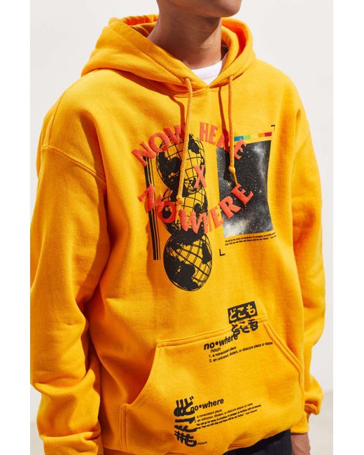 Urban Outfitters Yellow Nowhere Puff Print Graphic Hoodie Sweatshirt for men