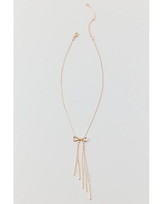 Urban Outfitters Red Delicate Fringe Bow Necklace