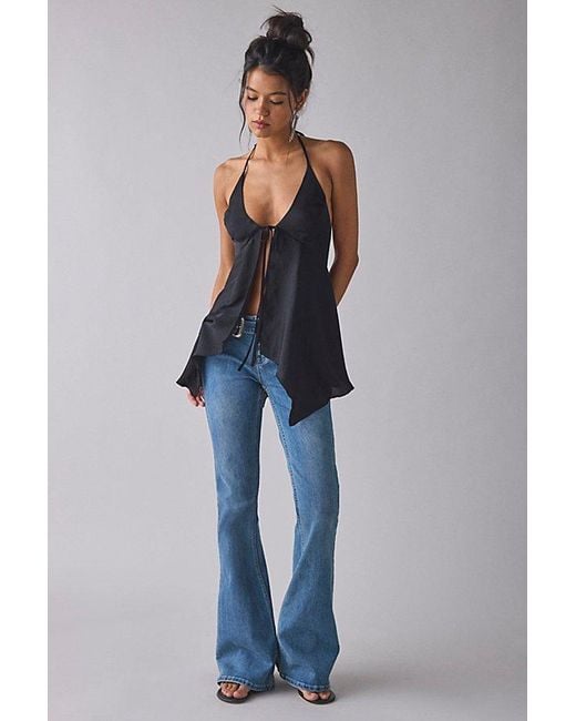 Urban Outfitters Gray Uo Catie Halter Split-Front Flyaway Tunic Top