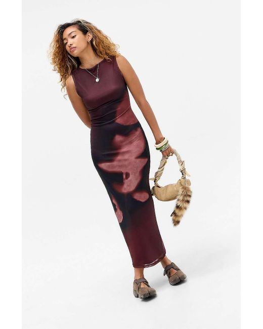 Motel Multicolor Uo Exclusive Burgundy Fayola Dress