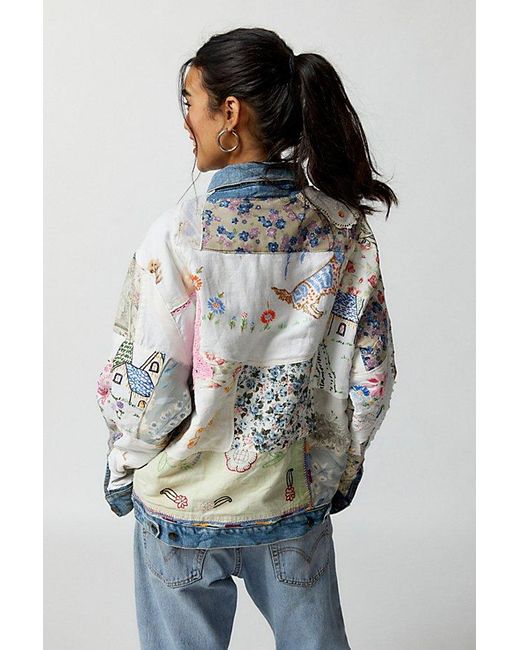 Urban Renewal Blue Remade Embroidered Patch Denim Jacket