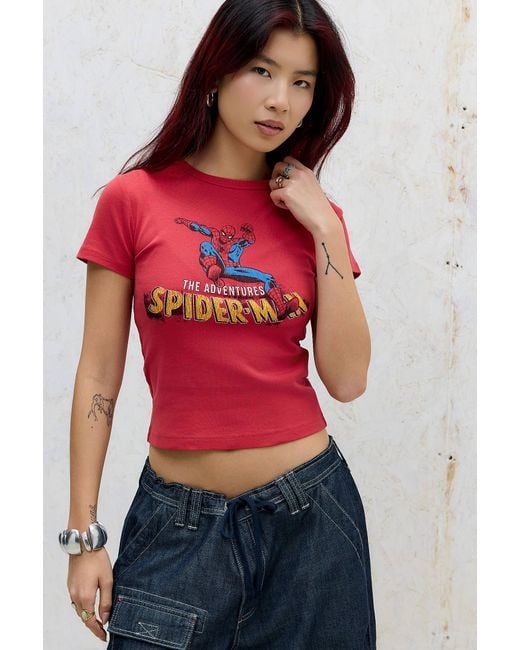 Urban Outfitters Uo Red Spiderman Baby Graphic Tee