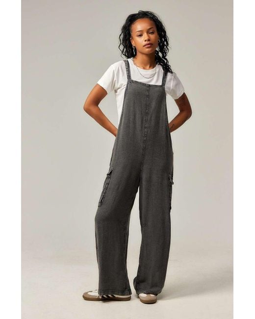 Urban Outfitters Black Uo Ash Linen Jumpsuit