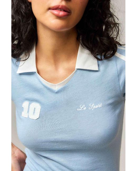 Urban Outfitters White Uo Mia Football Polo Shirt