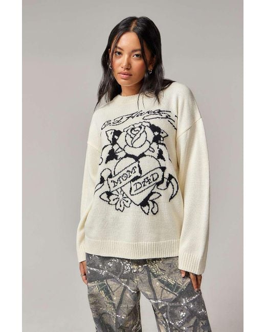 Ed Hardy Gray Uo Exclusive Mom Knit Jumper