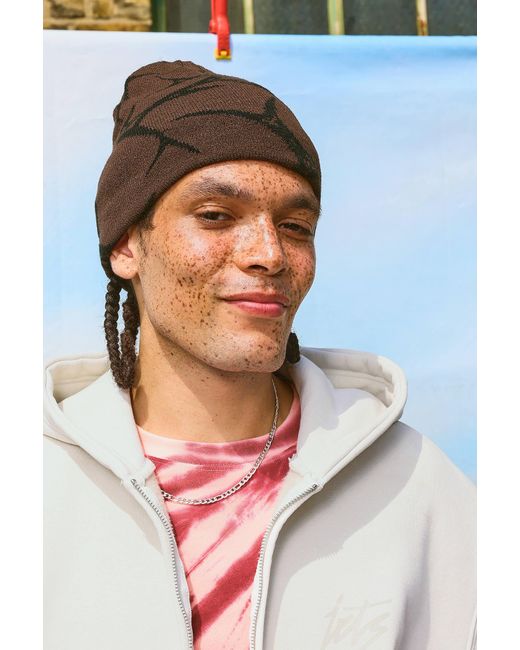 Urban Outfitters Blue Uo Thorn Skull Beanie for men