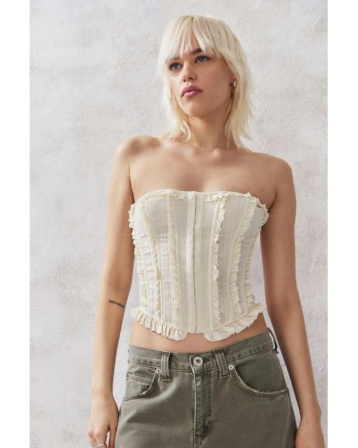 Urban Outfitters White Uo Harley Bandeau Ruffle Corset