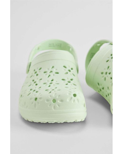 CROCSTM Green Jade Floral Cut Out Clogs