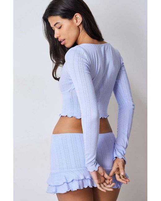 Out From Under White Sleepless Nights Pointelle Long Sleeve Top