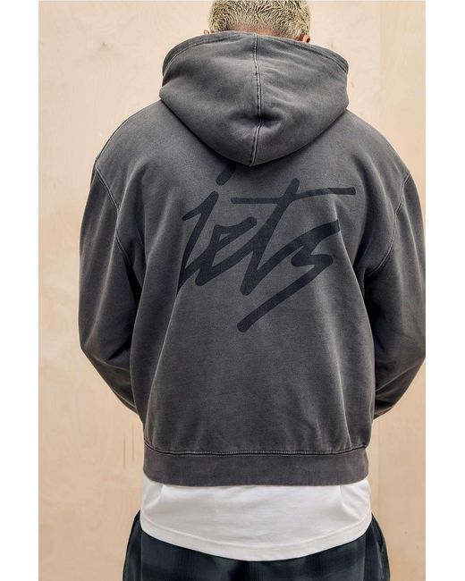 iets frans Black Washed Brown Script Zip-through Hoodie for men