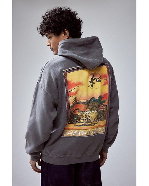 Urban Outfitters Gray Uo Tiger Photo Hoodie Sweatshirt for men