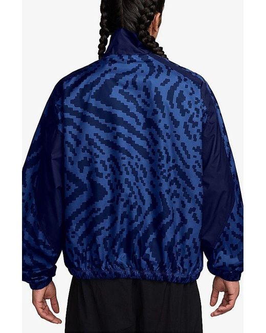 Nike Blue Air Allover Print Quarter Zip Jacket for men