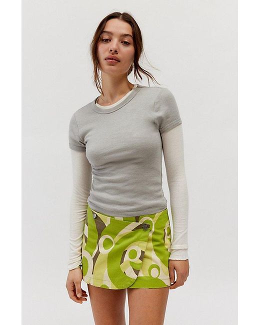 BDG Green Harlow Micro Mini Denim Wrap Skirt