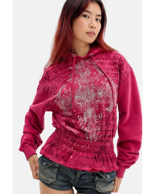 Silence + Noise Silence + Noise Shirred Graphic Hoodie