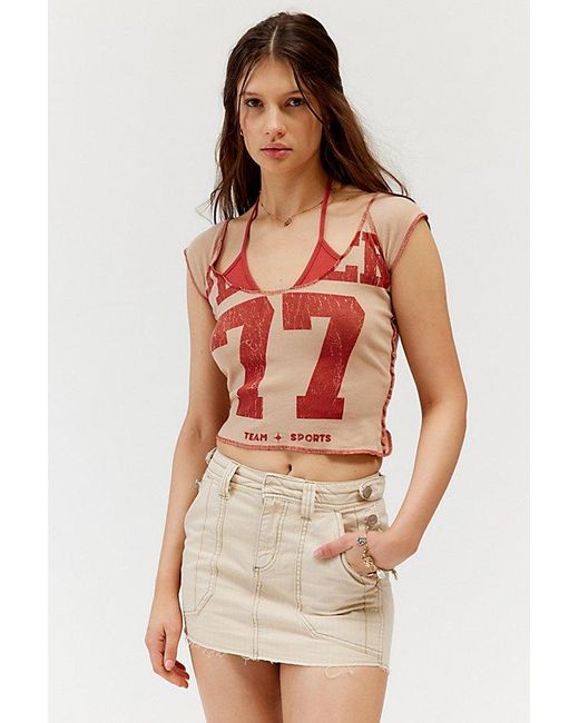 Urban Outfitters Natural Player 77 Graphic Baby Tee