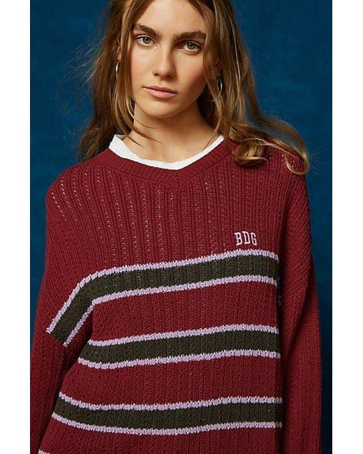 BDG Red Carter Recycled Pullover Sweater