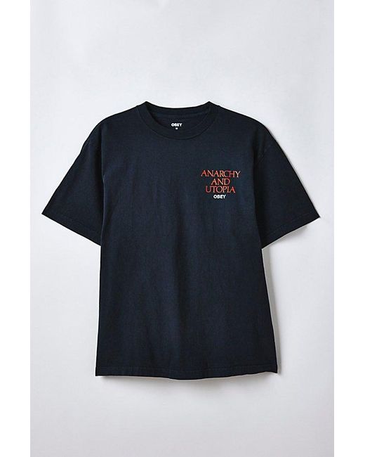 Obey Black Anarchy & Utopia Graphic Tee for men