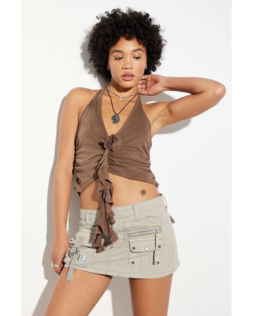 Urban Outfitters Brown Uo Iris Corsage Halter Top