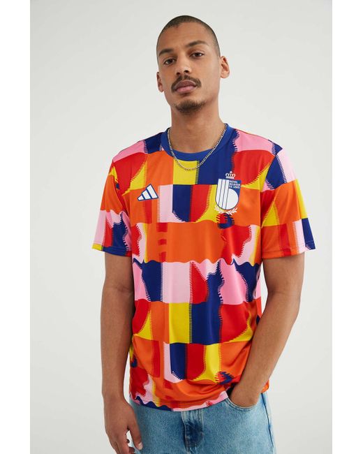 Urban Outfitters Adidas Royal Belgian Pregame Shirt in Red for Men | Lyst