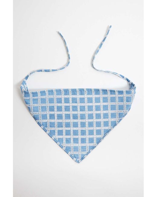 Urban Outfitters Blue Uo Denim Check Headscarf