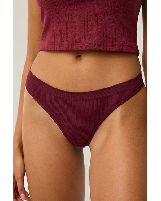 Out From Under Purple Seamless Ribbed Thong