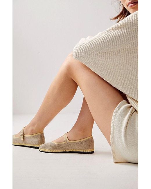 Flabelus Multicolor Linen Mary Jane Flat