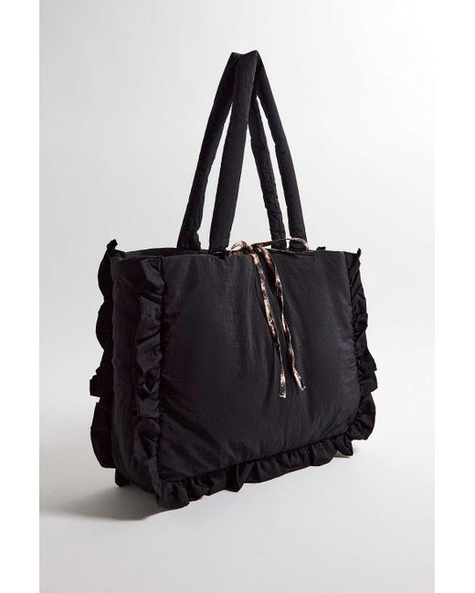 Urban Outfitters Gray Uo Frill Nylon Tote Bag