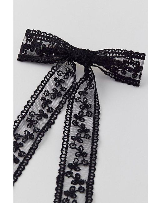 Urban Outfitters Black Floral Lace Hair Bow Barrette
