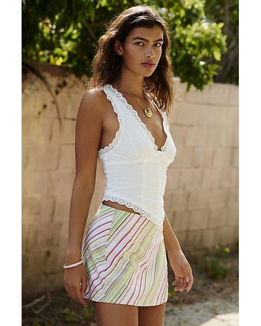 Kimchi Blue White It's A Vibe Eyelet Lace Trim Corset Tank Top