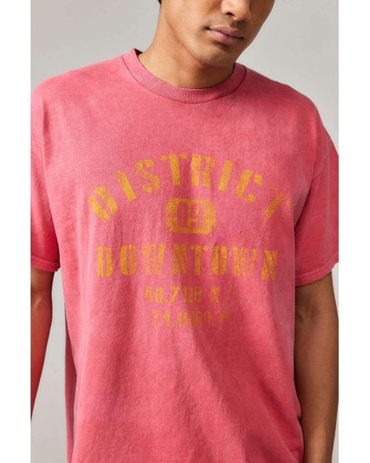 Urban Outfitters Pink Uo Washed Red District Downtown T-shirt for men
