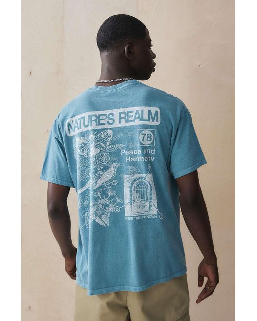 Urban Outfitters Blue Uo Teal Natures Realm T-shirt for men