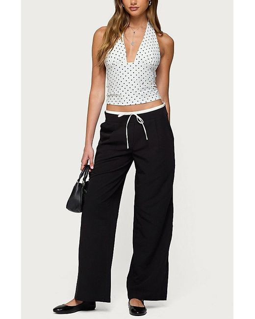 Edikted Black Peekaboo Drawstring Pants