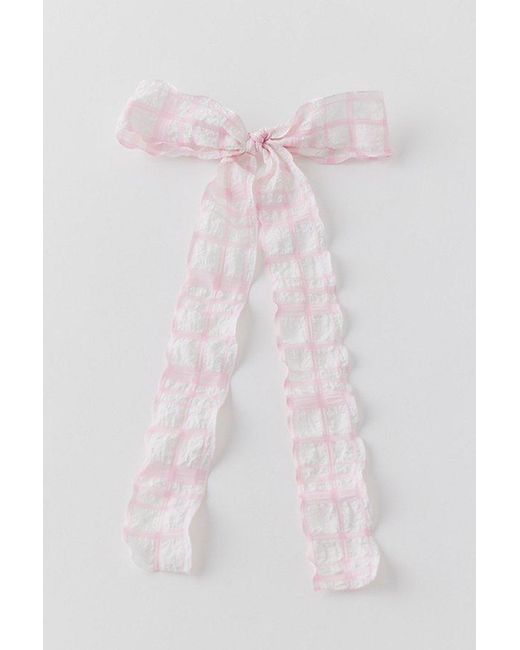 Urban Outfitters Pink Wavy Gingham Bow Barrette