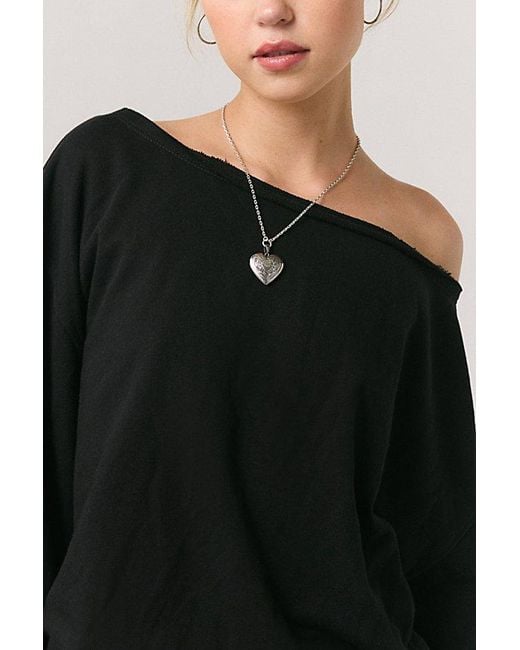Out From Under Black Ariana Oversized Off-The-Shoulder Sweatshirt