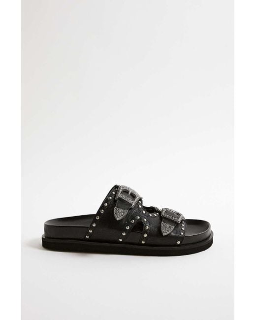 Urban Outfitters Uo Nevada Black Leather Sandals