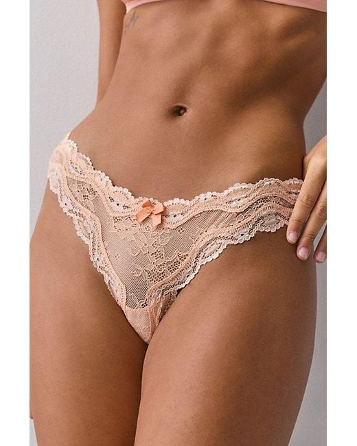 Out From Under Brown Angel Lace Thong