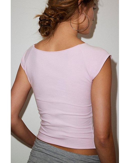 Out From Under Pink Cotton Compression Boatneck Tee