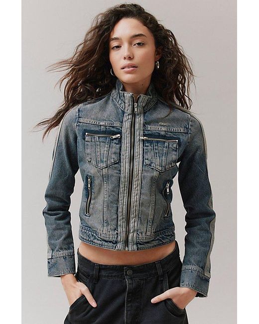 BDG Gray Toni Denim Moto Jacket