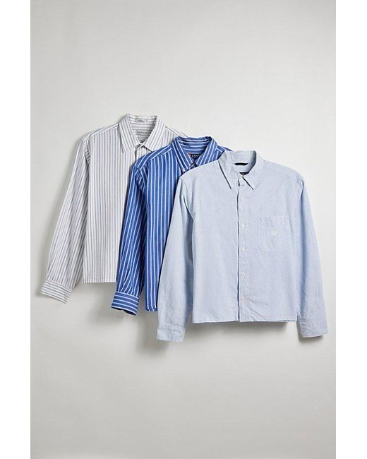 Urban Renewal Blue Remade Clean Finish Cropped Button-Down Shirt for men