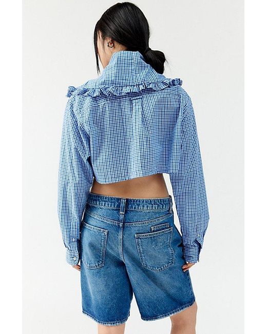 Urban Renewal Blue Remade Cropped Checkered Top
