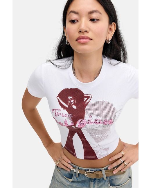 True Religion White Foxy Lady Short Sleeve Baby Tee
