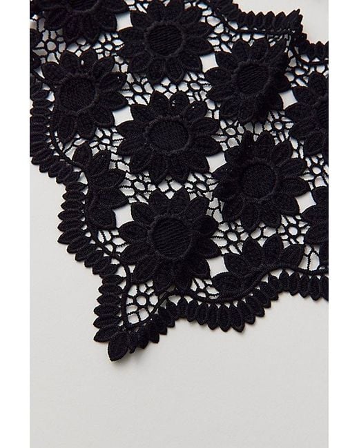 Urban Outfitters Black Floral Crochet Headscarf