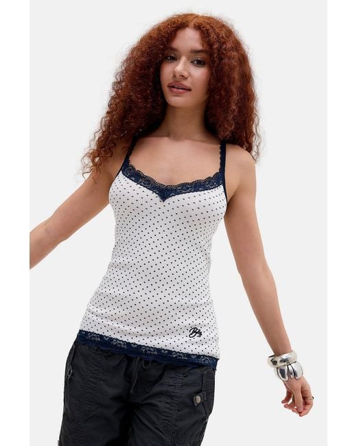 BDG White Lace Trim Longline Cami