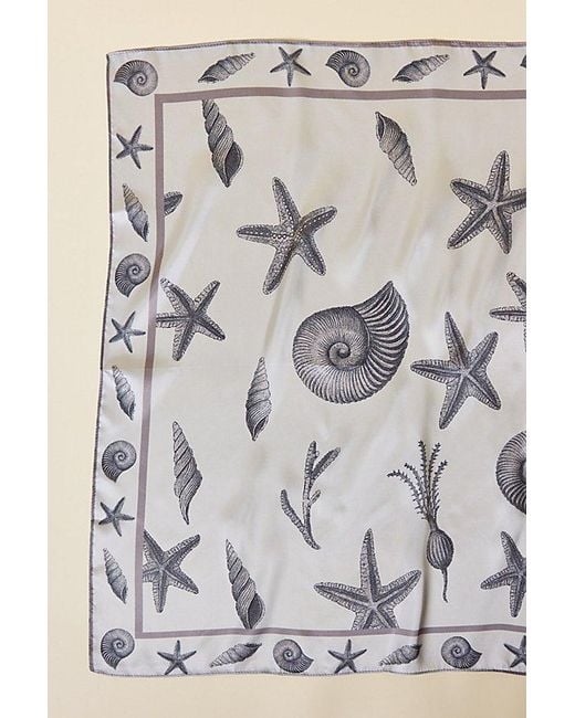Urban Outfitters Black Shellscape Pattern Satin Scarf