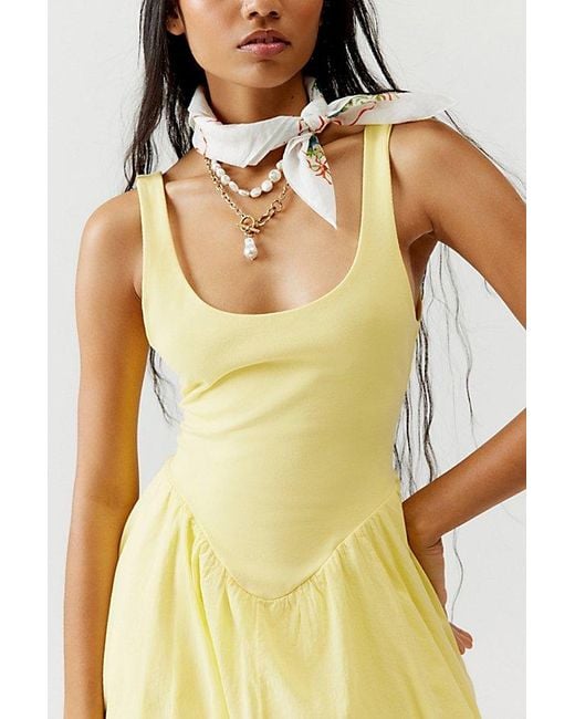 Urban Outfitters Yellow Uo Daphne Drop-Waist Mini Dress