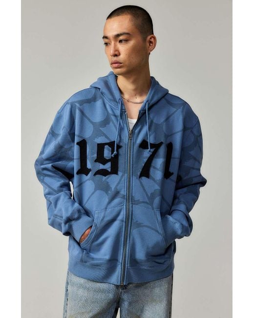 Ed Hardy Blue Uo Exclusive Spider Zip-up Hoodie for men