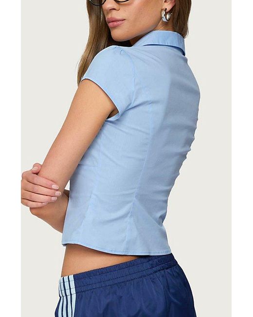 Edikted Blue Massie Tailored Button Up Shirt Top